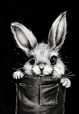 JPG 일러스트 사람없음 귀여움 검은색 표현 토끼 주머니 스케치 디지털합성 그림 국내일러스트 AI일러스트 AI콘텐츠 컬러 컨셉 포유류 미술 반려동물 파일형식