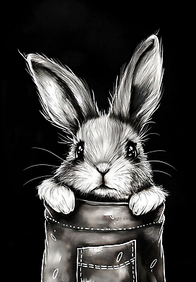 JPG 일러스트 사람없음 귀여움 검은색 표현 토끼 주머니 스케치 디지털합성 그림 국내일러스트 AI일러스트 AI콘텐츠 컬러 컨셉 포유류 미술 반려동물 파일형식