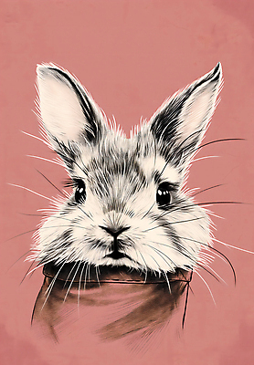 JPG 분홍색 일러스트 사람없음 귀여움 표현 토끼 주머니 스케치 디지털합성 그림 국내일러스트 AI일러스트 AI콘텐츠 컬러 컨셉 포유류 미술 반려동물 파일형식