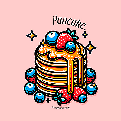 일러스트 딸기 디저트 사람없음 블루베리 시럽 팬케이크 국내일러스트 AI파일 음식 과일 케이크 파일형식 벡터