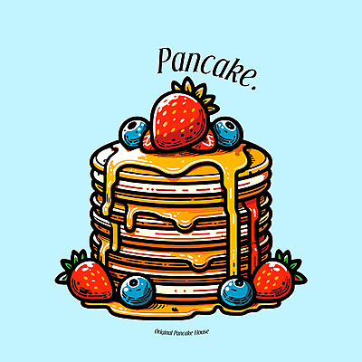 일러스트 딸기 디저트 사람없음 블루베리 시럽 팬케이크 국내일러스트 AI파일 음식 과일 케이크 파일형식 벡터