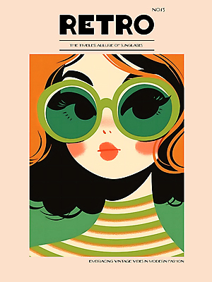 PSD 디자인 여자 패션 포스터 백그라운드 일러스트 한명 상반신 성인 그래픽 선글라스 주황색 빈티지 디지털합성 모던 그림 복고 스타일 성인여자한명만 편집소스 국내일러스트 1 안경 컬러 컨셉 사람 여자한명만 성인여자만 파일형식