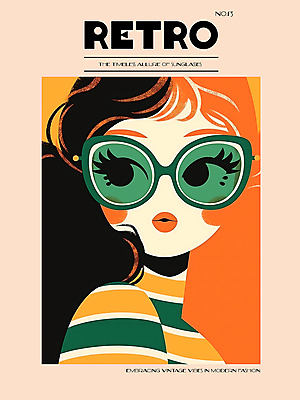 PSD 디자인 여자 패션 포스터 백그라운드 일러스트 한명 상반신 성인 그래픽 선글라스 주황색 빈티지 디지털합성 모던 그림 복고 스타일 성인여자한명만 편집소스 국내일러스트 1 안경 컬러 컨셉 사람 여자한명만 성인여자만 파일형식