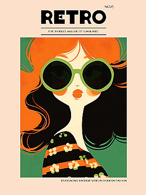 PSD 디자인 여자 패션 포스터 백그라운드 일러스트 한명 상반신 성인 그래픽 선글라스 주황색 빈티지 디지털합성 모던 그림 복고 스타일 성인여자한명만 편집소스 국내일러스트 1 안경 컬러 컨셉 사람 여자한명만 성인여자만 파일형식