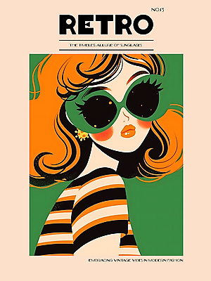 PSD 디자인 여자 패션 포스터 백그라운드 일러스트 한명 상반신 성인 그래픽 선글라스 주황색 빈티지 디지털합성 모던 그림 복고 스타일 성인여자한명만 편집소스 국내일러스트 1 안경 컬러 컨셉 사람 여자한명만 성인여자만 파일형식