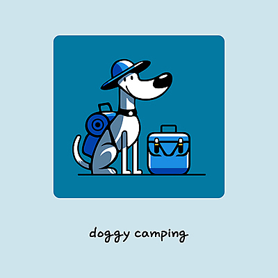 모자 한마리 일러스트 아웃도어 웃음 사람없음 파란색 귀여움 캠핑 강아지 힐링 백팩 그레이하운드 국내일러스트 AI파일 1 잡화 컬러 컨셉 가방 레저 표정 반려동물 개 하운드 파일형식 벡터