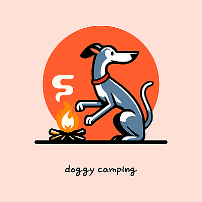 한마리 응시 일러스트 휴식 따뜻함 아웃도어 웃음 사람없음 빨간색 귀여움 캠핑 뒤돌아보기 강아지 모닥불 힐링 그레이하운드 국내일러스트 AI파일 1 시선 컬러 컨셉 모션 불 레저 표정 반려동물 개 하운드 파일형식 벡터