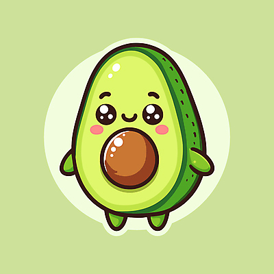 캐릭터 행복 일러스트 미소 사람없음 초록색 귀여움 아보카도 일러캐릭터 AI파일 감정 컬러 컨셉 과일 표정 파일형식 벡터