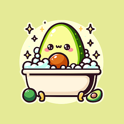 캐릭터 행복 일러스트 휴식 욕조 미소 사람없음 초록색 반짝임 귀여움 스파 목욕 거품 편안함 아보카도 일러캐릭터 AI파일 감정 컬러 컨셉 과일 모션 표정 청결 감각 파일형식 벡터