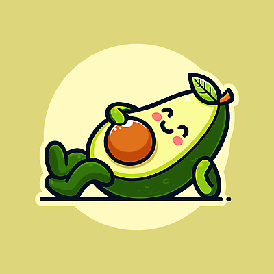 캐릭터 일러스트 휴식 미소 사람없음 초록색 눕기 귀여움 편안함 아보카도 일러캐릭터 AI파일 컬러 컨셉 과일 모션 표정 감각 파일형식 벡터