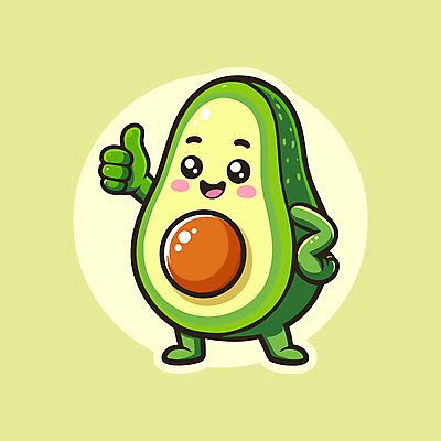 캐릭터 행복 허리손 일러스트 미소 사람없음 초록색 귀여움 기쁨 최고 따봉 아보카도 긍정적 일러캐릭터 AI파일 감정 컬러 포즈 컨셉 과일 표정 파일형식 벡터
