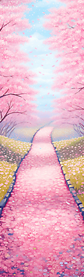 JPG 꽃잎 분홍색 백그라운드 일러스트 봄꽃 풍경 사람없음 봄풍경 봄 산책로 벚꽃 벚나무 꽃길 국내일러스트 AI일러스트 AI콘텐츠 나무 계절 꽃 길 컬러 파일형식