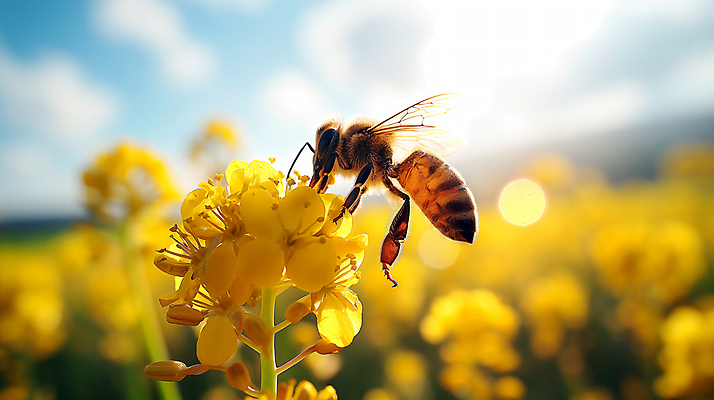 JPG 편집이미지 꽃 백그라운드 꽃밭 자연 하늘 사람없음 아웃포커스 노란색 봄 들꽃 꿀벌 벌 디지털합성 생태계 편집소스 편집실사 AI포토 AI콘텐츠 식물 계절 컬러 곤충 촬영기법 벌_곤충 CG 파일형식