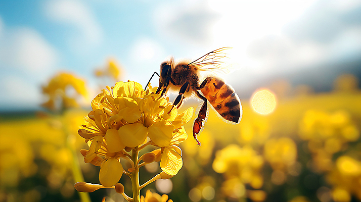 JPG 편집이미지 꽃 백그라운드 꽃밭 자연 하늘 사람없음 아웃포커스 노란색 봄 들꽃 꿀벌 벌 디지털합성 생태계 편집소스 편집실사 AI포토 AI콘텐츠 식물 계절 컬러 곤충 촬영기법 벌_곤충 CG 파일형식