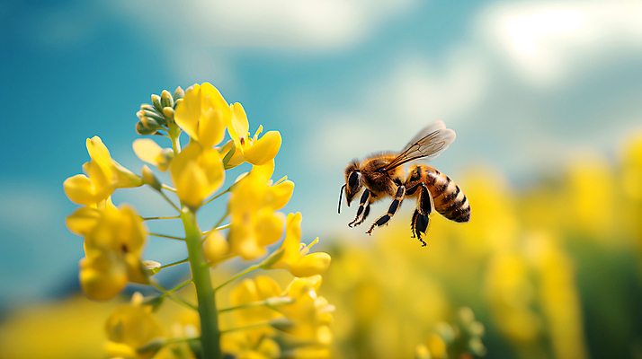JPG 편집이미지 꽃 백그라운드 꽃밭 자연 하늘 사람없음 아웃포커스 노란색 봄 들꽃 꿀벌 벌 디지털합성 생태계 편집소스 편집실사 AI포토 AI콘텐츠 식물 계절 컬러 곤충 촬영기법 벌_곤충 CG 파일형식