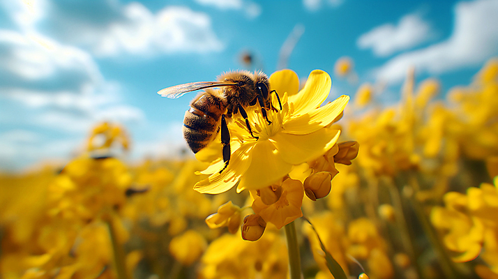 JPG 편집이미지 꽃 백그라운드 꽃밭 자연 하늘 사람없음 아웃포커스 노란색 봄 들꽃 꿀벌 벌 디지털합성 생태계 편집소스 편집실사 AI포토 AI콘텐츠 식물 계절 컬러 곤충 촬영기법 벌_곤충 CG 파일형식