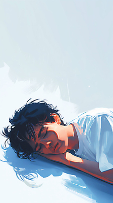 JPG 남자 백그라운드 일러스트 휴식 피곤 그림자 한명 성인 눕기 눈감음 고요 디지털합성 감성 몽환 성인남자한명만 편집소스 번아웃증후군 국내일러스트 AI일러스트 AI콘텐츠 1 컨셉 모션 사람 사회이슈 남자한명만 성인남자만 파일형식