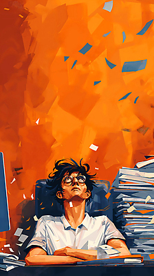 JPG 남자 백그라운드 일러스트 휴식 피곤 한명 성인 눈감음 고요 책상 디지털합성 감성 서류더미 책더미 몽환 성인남자한명만 편집소스 번아웃증후군 국내일러스트 AI일러스트 AI콘텐츠 1 가구 컨셉 모션 사람 책 사회이슈 문서 무더기 남자한명만 성인남자만 파일형식 더미