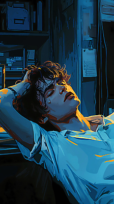 JPG 남자 백그라운드 일러스트 휴식 피곤 한명 성인 눈감음 고요 디지털합성 감성 몽환 성인남자한명만 편집소스 번아웃증후군 국내일러스트 AI일러스트 AI콘텐츠 1 컨셉 모션 사람 사회이슈 남자한명만 성인남자만 파일형식