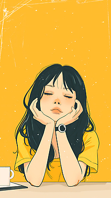 JPG 여자 백그라운드 일러스트 휴식 피곤 한명 성인 눈감음 턱괴기 고요 커피잔 책상 디지털합성 감성 몽환 성인여자한명만 편집소스 번아웃증후군 국내일러스트 AI일러스트 AI콘텐츠 1 커피 가구 컨셉 모션 잔 사람 사회이슈 여자한명만 성인여자만 파일형식