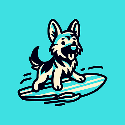 캐릭터 파도 일러스트 물놀이 레저 사람없음 여름 파란색 서핑보드 서핑 개 승차 즐거움 개캐릭터 일러캐릭터 AI파일 계절 감정 바다 컬러 동물캐릭터 포유류 모션 놀이 수상스포츠 보드_스포츠 파일형식 벡터