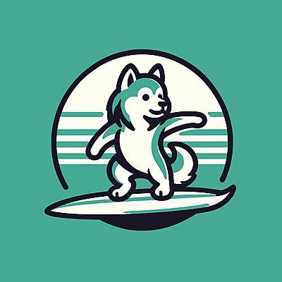 캐릭터 반려견 파도 일러스트 물놀이 레저 사람없음 여름 파란색 서핑보드 서핑 개 승차 즐거움 개캐릭터 일러캐릭터 AI파일 계절 감정 바다 컬러 동물캐릭터 포유류 모션 놀이 반려동물 수상스포츠 보드_스포츠 파일형식 벡터