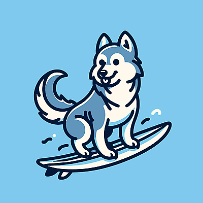 캐릭터 파도 일러스트 물놀이 레저 사람없음 여름 파란색 서핑보드 서핑 개 승차 즐거움 개캐릭터 일러캐릭터 AI파일 계절 감정 바다 컬러 동물캐릭터 포유류 모션 놀이 수상스포츠 보드_스포츠 파일형식 벡터