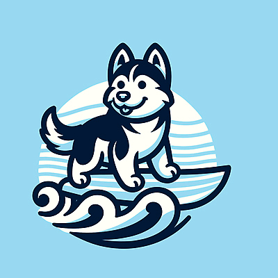 캐릭터 파도 일러스트 물놀이 레저 사람없음 여름 파란색 서핑보드 서핑 개 승차 즐거움 개캐릭터 일러캐릭터 AI파일 계절 감정 바다 컬러 동물캐릭터 포유류 모션 놀이 수상스포츠 보드_스포츠 파일형식 벡터