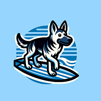 캐릭터 파도 일러스트 물놀이 레저 사람없음 여름 파란색 서핑보드 서핑 개 승차 즐거움 개캐릭터 일러캐릭터 AI파일 계절 감정 바다 컬러 동물캐릭터 포유류 모션 놀이 수상스포츠 보드_스포츠 파일형식 벡터