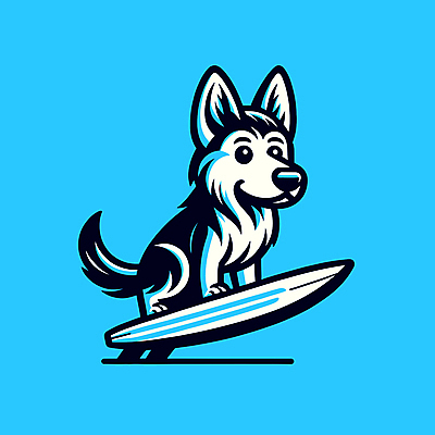 캐릭터 파도 일러스트 물놀이 레저 사람없음 여름 파란색 서핑보드 서핑 개 승차 즐거움 개캐릭터 일러캐릭터 AI파일 계절 감정 바다 컬러 동물캐릭터 포유류 모션 놀이 수상스포츠 보드_스포츠 파일형식 벡터