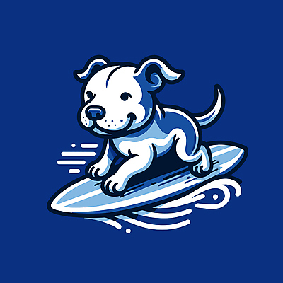 캐릭터 파도 일러스트 물놀이 레저 사람없음 여름 파란색 서핑보드 서핑 개 승차 즐거움 개캐릭터 일러캐릭터 AI파일 계절 감정 바다 컬러 동물캐릭터 포유류 모션 놀이 수상스포츠 보드_스포츠 파일형식 벡터