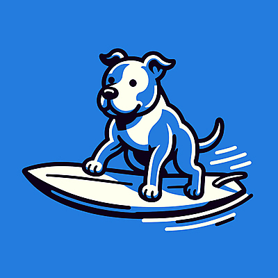 캐릭터 반려견 파도 일러스트 물놀이 레저 사람없음 여름 파란색 서핑보드 서핑 개 승차 즐거움 개캐릭터 일러캐릭터 AI파일 계절 감정 바다 컬러 동물캐릭터 포유류 모션 놀이 반려동물 수상스포츠 보드_스포츠 파일형식 벡터