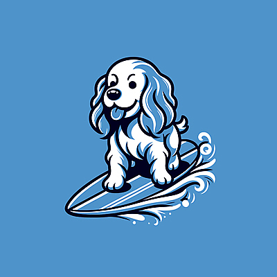 캐릭터 반려견 파도 일러스트 물놀이 레저 사람없음 여름 파란색 서핑보드 서핑 개 승차 즐거움 개캐릭터 일러캐릭터 AI파일 계절 감정 바다 컬러 동물캐릭터 포유류 모션 놀이 반려동물 수상스포츠 보드_스포츠 파일형식 벡터