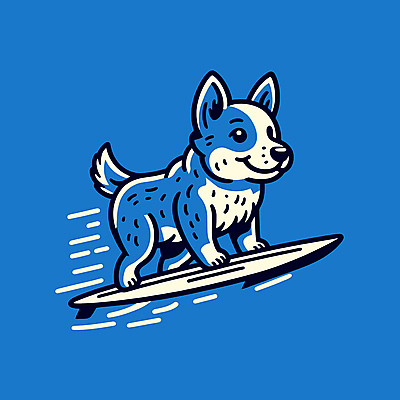 캐릭터 파도 일러스트 물놀이 레저 사람없음 여름 파란색 서핑보드 서핑 개 승차 즐거움 개캐릭터 일러캐릭터 AI파일 계절 감정 바다 컬러 동물캐릭터 포유류 모션 놀이 수상스포츠 보드_스포츠 파일형식 벡터
