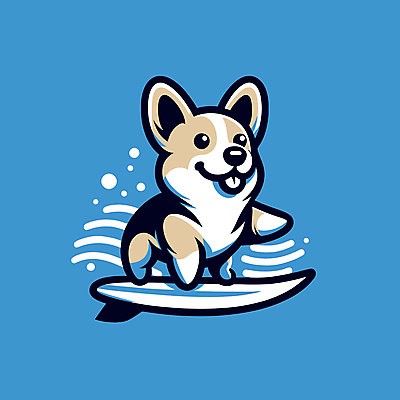 캐릭터 파도 일러스트 물놀이 레저 사람없음 여름 파란색 서핑보드 서핑 개 승차 즐거움 개캐릭터 일러캐릭터 AI파일 계절 감정 바다 컬러 동물캐릭터 포유류 모션 놀이 수상스포츠 보드_스포츠 파일형식 벡터