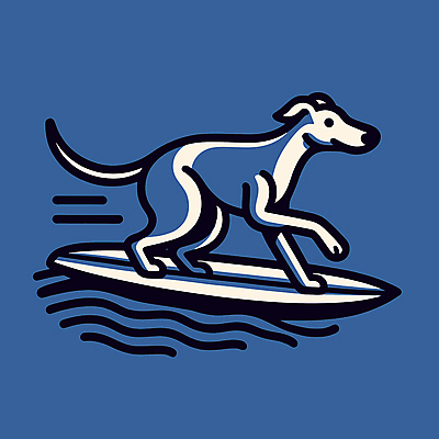 캐릭터 반려견 파도 일러스트 물놀이 레저 사람없음 여름 파란색 서핑보드 서핑 개 승차 즐거움 개캐릭터 일러캐릭터 AI파일 계절 감정 바다 컬러 동물캐릭터 포유류 모션 놀이 반려동물 수상스포츠 보드_스포츠 파일형식 벡터