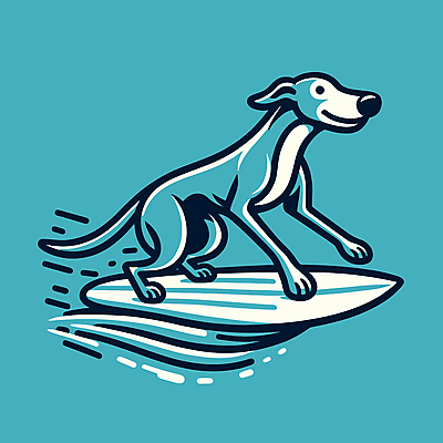 캐릭터 파도 일러스트 물놀이 레저 사람없음 여름 파란색 서핑보드 서핑 개 승차 즐거움 개캐릭터 일러캐릭터 AI파일 계절 감정 바다 컬러 동물캐릭터 포유류 모션 놀이 수상스포츠 보드_스포츠 파일형식 벡터