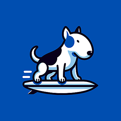 캐릭터 반려견 파도 일러스트 물놀이 레저 사람없음 여름 파란색 서핑보드 서핑 개 승차 즐거움 개캐릭터 일러캐릭터 AI파일 계절 감정 바다 컬러 동물캐릭터 포유류 모션 놀이 반려동물 수상스포츠 보드_스포츠 파일형식 벡터