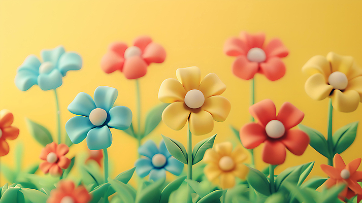 JPG 편집이미지 꽃 백그라운드 사람없음 노란색 봄 점토 클레이아트 편집실사 AI포토 AI콘텐츠 식물 계절 컬러 공예 CG 파일형식