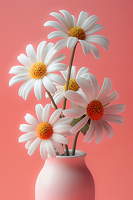 JPG 편집이미지 꽃 화분 분홍색 백그라운드 사람없음 꽃병 점토 클레이아트 편집실사 AI포토 AI콘텐츠 식물 컬러 공예 CG 파일형식