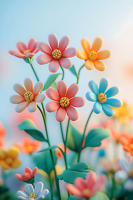 JPG 편집이미지 꽃 백그라운드 사람없음 컬러풀 봄 점토 클레이아트 편집실사 AI포토 AI콘텐츠 식물 계절 컬러 공예 CG 파일형식