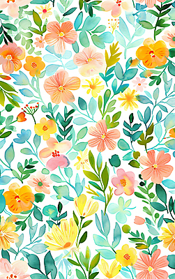 JPG 꽃 백그라운드 잎 꽃밭 일러스트 사람없음 초록색 봄 국내일러스트 AI일러스트 AI콘텐츠 식물 계절 컬러 파일형식