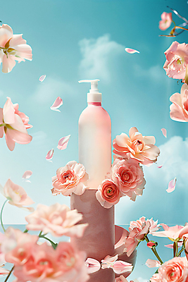 JPG 구름 편집이미지 분홍색 사람없음 파란색 뷰티 화장품 오브젝트 공병 편집실사 AI컴퓨터그래픽 AI콘텐츠 자연요소 컬러 CG 병_담는 파일형식