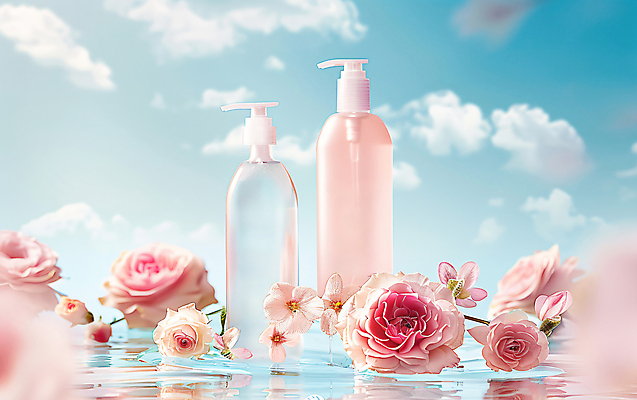 JPG 구름 편집이미지 분홍색 사람없음 파란색 뷰티 화장품 오브젝트 공병 편집실사 AI컴퓨터그래픽 AI콘텐츠 자연요소 컬러 CG 병_담는 파일형식