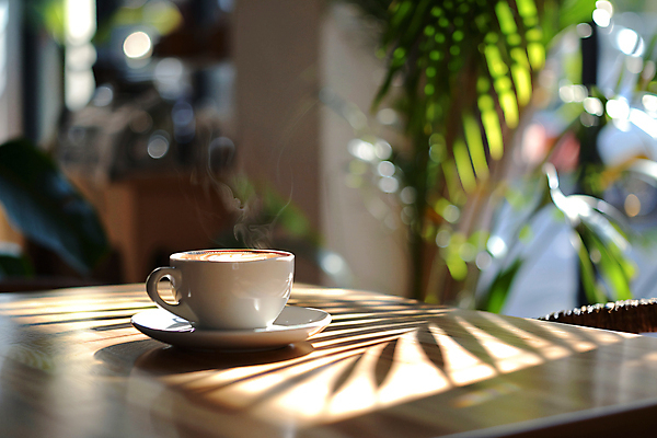 JPG 편집이미지 여유 커피 탁자 휴식 나뭇잎 그림자 사람없음 햇빛 공간 카페 커피잔 편집실사 AI포토 AI콘텐츠 감정 음료 가구 컨셉 잎 잔 태양 상점 CG 파일형식