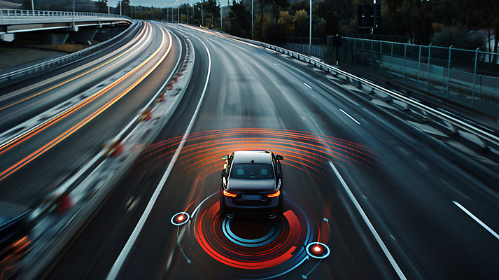 JPG 나무 편집이미지 도로 자동차 미래 기술 사람없음 주황색 디지털합성 자율주행 편집실사 AI컴퓨터그래픽 AI콘텐츠 식물 길 육상교통 컬러 컨셉 교통시설 운전 CG 파일형식 4차산업