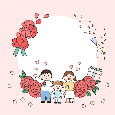 전신 여자 남자 행복 어린이 분홍색 가족 팔벌리기 프레임 폭죽 사랑 사람 소녀 성인 세명 선물상자 부모 손들기 봄 어버이날 카네이션 감사 가정의달 카피스페이스 모션그래픽 MP4 MOV 계절 기념일 꽃 감정 컬러 관계 모션 선물 상자 공백 5월 동영상 파일형식