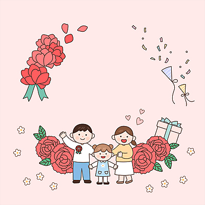 전신 여자 남자 행복 어린이 분홍색 가족 팔벌리기 프레임 폭죽 사랑 사람 소녀 성인 세명 선물상자 부모 손들기 봄 어버이날 카네이션 감사 가정의달 카피스페이스 모션그래픽 MP4 MOV 계절 기념일 꽃 감정 컬러 관계 모션 선물 상자 공백 5월 동영상 파일형식