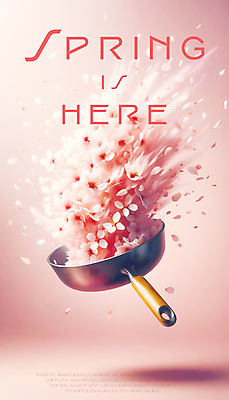 PSD 편집이미지 꽃잎 분홍색 백그라운드 봄꽃 사람없음 봄 벚꽃 프라이팬 디지털합성 편집소스 흩날리기 이미지편집 계절 꽃 컬러 모션 주방용품 파일형식