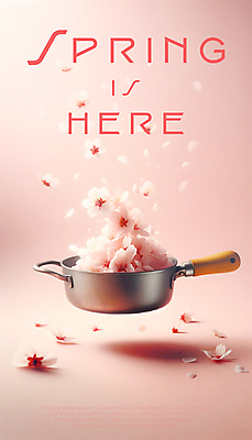 PSD 편집이미지 꽃잎 분홍색 백그라운드 봄꽃 사람없음 봄 벚꽃 프라이팬 디지털합성 편집소스 흩날리기 이미지편집 계절 꽃 컬러 모션 주방용품 파일형식